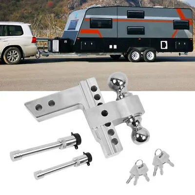 $138.99 • Buy 2'' Receiver 6'' Adjustable 2-5 Trailer Tow Hitch Dual Ball W/Lock 12500lb Set P