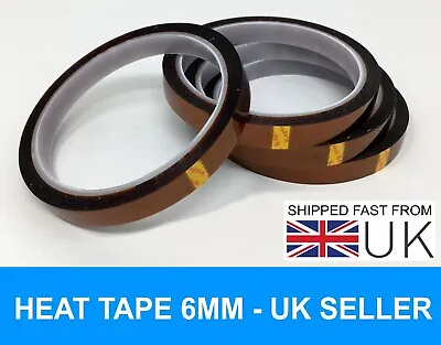 6mm - Heat Press 'Resistant' Kapton High Temp Thermal Insulation UK Sub 33m Tape • £9.99