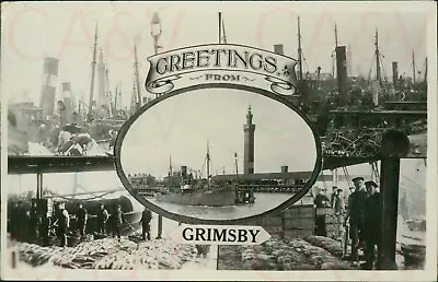 £7.50 • Buy Grimsby 5 Views Fisheries Docks Etc 1921 Postmark Real Photo