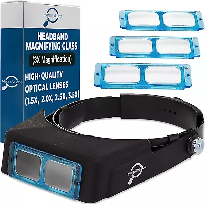 Headband Magnifier Headset - Magnifying Visor With 4 Real Glass Optical Lens Pla • $33.84