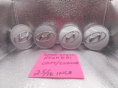 52960 25250 Hyundai 2 5/16 Inch Silver & Chrome Center Caps Set Of 4 • $50