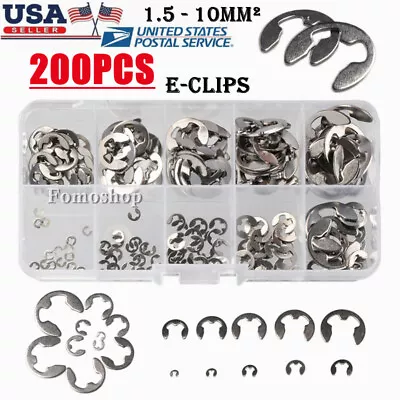 200PCS E Clips C Circlip Retaining Ring Assorted Stainless Steel Kit 1.5 - 10mm² • $9.98