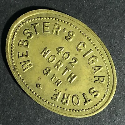 $19.99 • Buy Webster's Cigar Store (Richmond, VA) G/F 25c Brass Oval Token 32.6mm C1950's