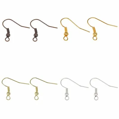❤ 100 (50 Prs) Plated Earwires Choose Colour 20mm EARRING Wires HOOKS ❤ • £1.40
