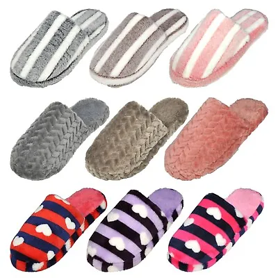 Women's Fuzzy Slip On Winter Slippers Warm Cozy Foam Sole Indoor House Shoes • $9.99