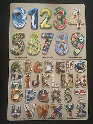 Melissa And Doug Alphabet Art And Number Art Puzzle Lot - Both Complete And Mint • $29.95