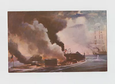 HISTORICAL Sea Battle 1862 Monitor Merrimac Ships IRONCLAD SHIPS Postcard 542 • $6.47