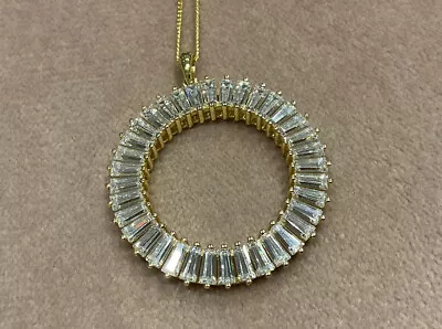 5.89 Carat Lab Created Diamond Pendant With Necklace Set In Gold Plated 925 • £85