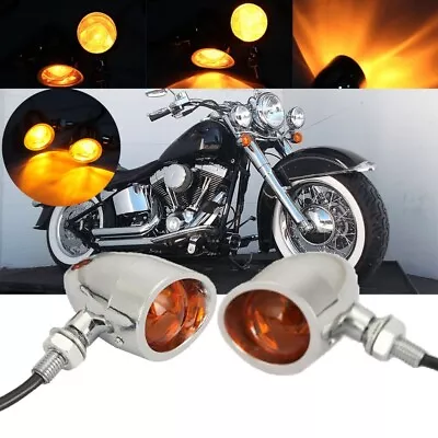 Motorcycle Bullet Turn Signals Blinker 3 Wires Indicator Heavy Duty Lights Amber • $22.99