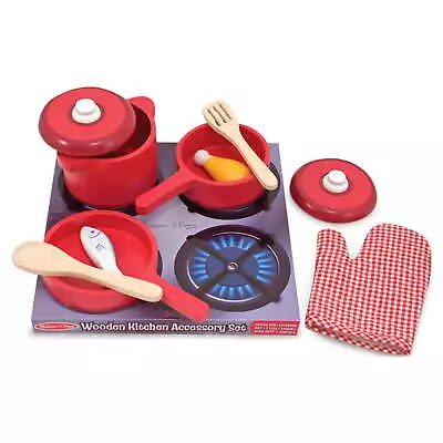 Deluxe Wooden Kitchen Accessory Play Set - Pots & Pans (8 Pcs) • $24.29