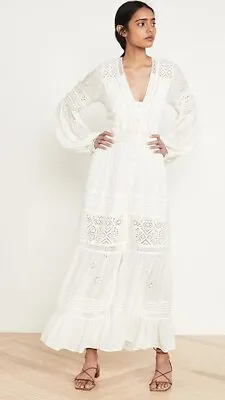 £90 • Buy Free People White Crochet Lisa Midi Dress Size UK14