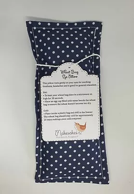 Handmade Wheat Eye Pillow Gift - Blue Polkadots - Yoga - Relaxation - Puffiness • £6.99