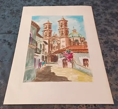 Santa Prisca De Taxco - Mexico - Mexican ORIGINAL Watercolor Art Print • $99.99