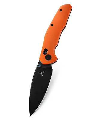 Bestechman Ronan Folding Knife Orange G10 Handle 14C28N Plain Black Blade BMK02H • $51.90