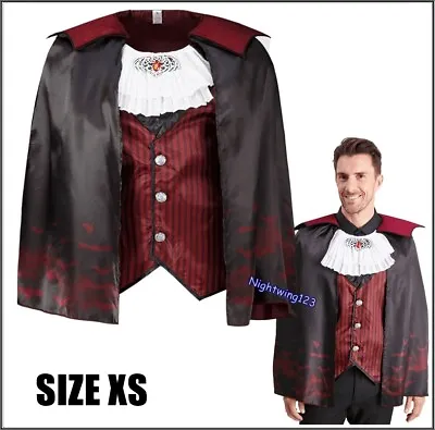 Mens XS Extra Small Vampire Dracula Gothic Halloween Costume Cloak Fancy Dress • £9.99