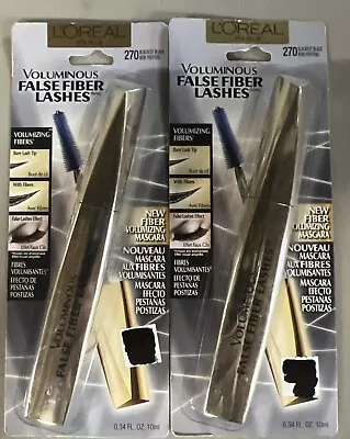 2 L'Oreal Voluminous False Fiber Lashes Mascara Blackest Black 270 New Sealed • $26.95