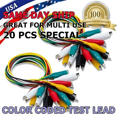 $7.95 • Buy 20PCS Metered Color Insulating Test Lead Cable Set Double Ended Alligator Clips