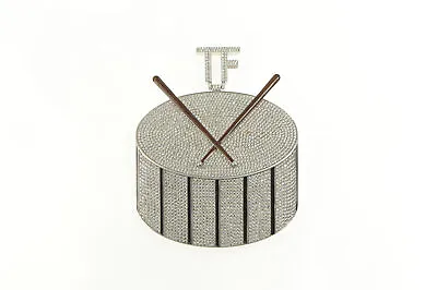 Sterling Silver TF Pave Snare Drum Line Marching Band Pendant *77 • $449.95