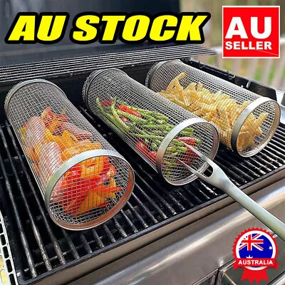 Stainless Steel Barbecue Cooking Grill Grate Round BBQ Campfire Grid Camping HG • $18.49