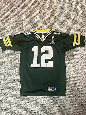 Aaron Rodgers #12 NFL Football Jersey Youth Size Large Reebok Super Bowl XLV GB • $24.99