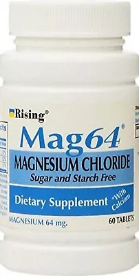 Rising Mag 64 Slow Magnesium Chloride W/ Calcium 60 Tabs ^ • $12.39