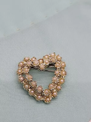 Vintage Seed Pearl Heart Brooch Pin Silver Tone Costume Jewelry • $21.75