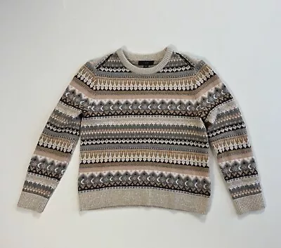J Crew Womens XS Lambswool Sweater Fair Isle Striped Modern Outdoors Casual • $16.99