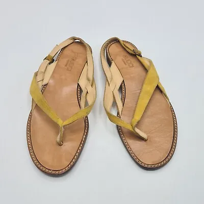 Vintage Gucci 70's Suede Yellow Mustard Thong Sandals  • $76