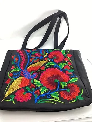 1PCs Bag Mexican Pink Blue And Green Floral Embroidered Large . • $15.99