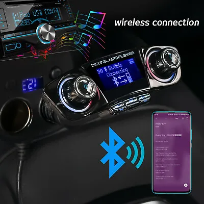 UK Car FM Wireless Bluetooth Transmitter MP3 Player USB Fast Charger Adapter • £12.99