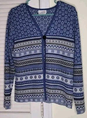 Alpaca Imports Womens Cardigan Sweater Fair Isle Alpaca Wool Blend Peru Medium • £35.67