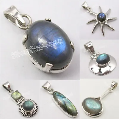 925 STAMP Silver Real LABRADORITE Gemset FASHION Pendant ! Online Jewelry Store • $15.50