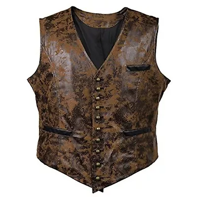 Men Steampunk Gothic Waistcoat Vest Victorian Suit Jacket Coat Halloween Costume • $15.29