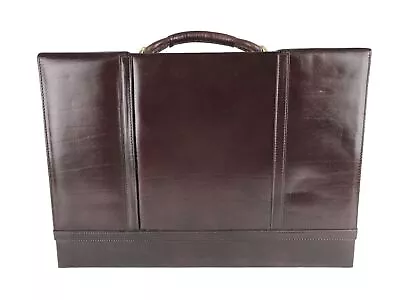 Unisex Brown Leather Inner Pockets Divider Rectangular Top Handle Briefcase Bag • $45.99