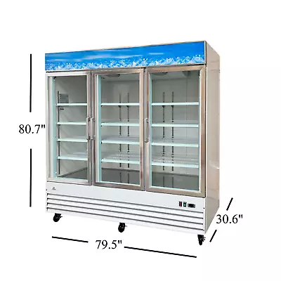 80  Three Door Commercial Freezer Glass Door Freezer NSF ETL Certified • $5475.28