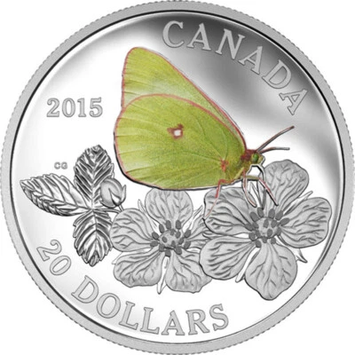 $54.62 • Buy 2015 'Colias Gigantea - Butterflies Of Canada' Proof $20 Fine Silver Coin(17408)