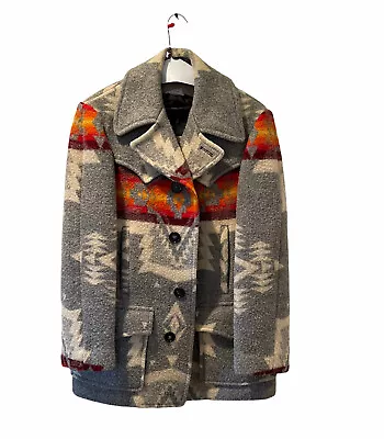 $425 • Buy Vintage Pendleton Southwestern Aztec Navajo Heavy Wool Winter Pea Coat Size:S/M?