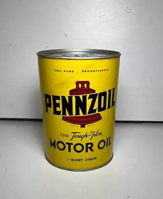 Full VINTAGE PENNZOIL U.S. QUART OIL CAN The Tough-Film MOTOR OIL • $29.99