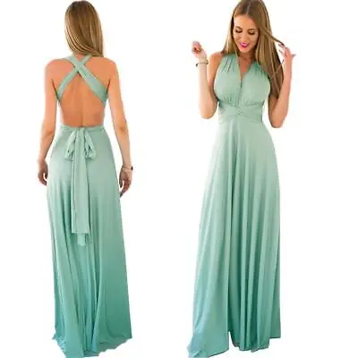 Women's Evening Multi Way Wrap Bridesmaid Formal Long Maxi Convertible Dress • £14.99