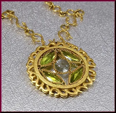 $2400 • Buy Anthony Nak 18K Yellow Gold Peridot And Blue Topaz Pendant With Chain