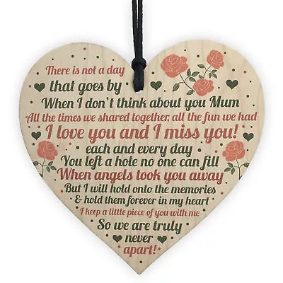 Mum Memorial Gifts Mum Memorial Plaques Wooden Heart Mum Memorial Birthday • £3.99