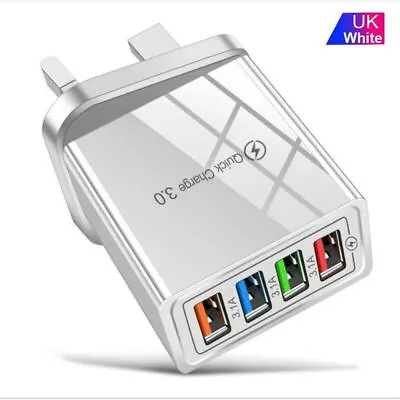 4Multi Port Fast Quick Charge QC3.0 USB Hub Mains Wall Charger Adapter UK Plug__ • £3.82