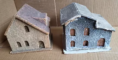 Early 1900's Dimestore Christmas Cardboard Houses. Mica Glitter W/cellophane Win • $10