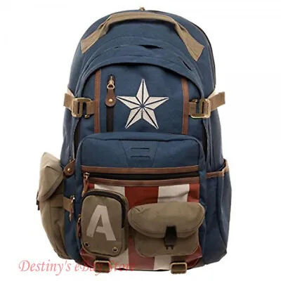 Marvel Avengers Endgame Captain America Backpack Shoulder Bag Computer Bag Gift • $52.12