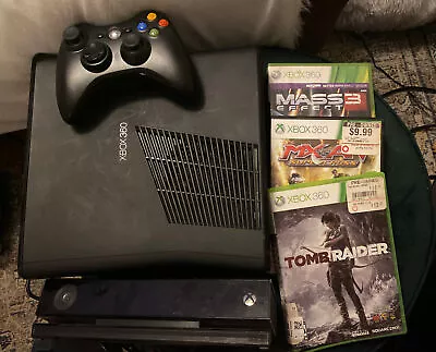 Xbox 360 S 1439 Bundle W/ Kinect 1 Controller Cables & 3 Games TESTED! • $78.88