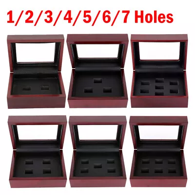 1-7 Holes Championship Ring Display Case Box Wooden Collection Storage Box  F • $15.89