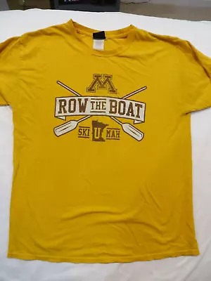 VTG Minnesota Gophers Gold T-shirt Ski U Mah Row The Boat  Size Large Blue 84 • $6.99