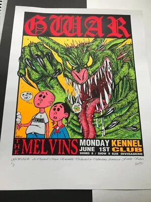 Frank Kozik Gwar - Melvins Poster / Signed A/p  - 1992 / Kennel Club • $230