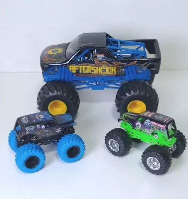 2012 Hot Wheels Monster Jam Aftershock 1:24 Monster Truck (2) Grave Digger 1:64 • $19.80