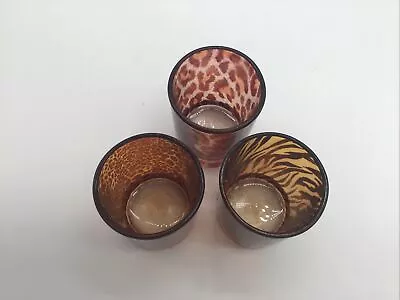 Animal Print Glass Votive Candle Holders Lot Of Three • $12.99